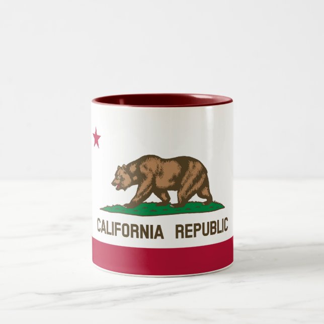 Caneca De Café Em Dois Tons Bandeira do Estado da República da Califórnia (Centro)