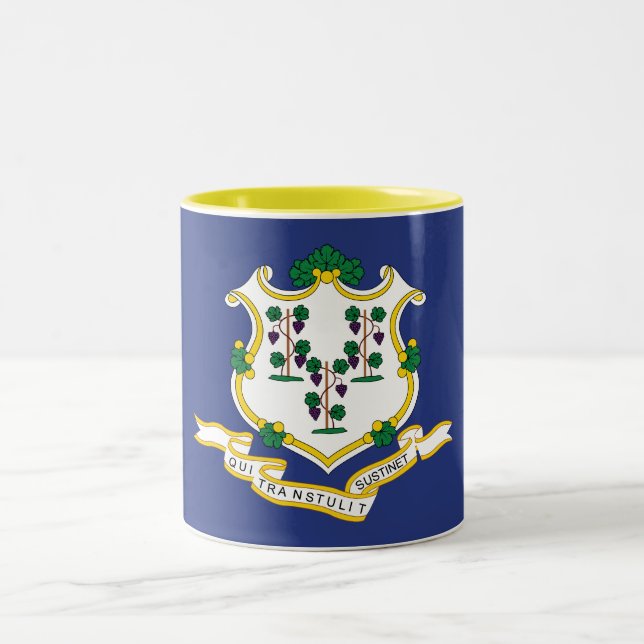 Caneca De Café Em Dois Tons Bandeira do Estado de Connecticut (Centro)