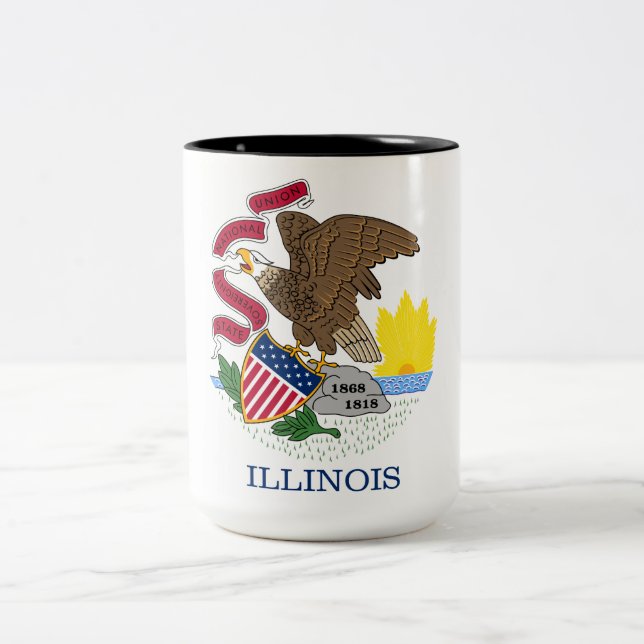 Caneca De Café Em Dois Tons Bandeira do Estado de Illinois (Centro)