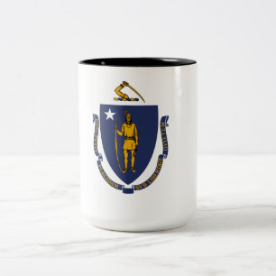 Caneca De Café Em Dois Tons Bandeira do Estado de Massachusetts