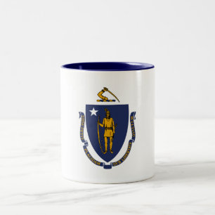 Caneca De Café Em Dois Tons Bandeira do estado de Massachusetts