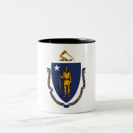 Caneca De Café Em Dois Tons Bandeira do Estado de Massachusetts