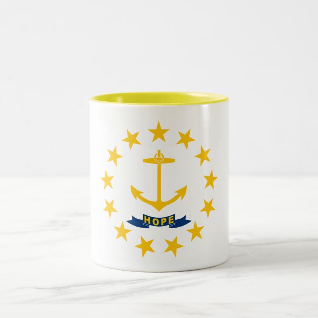 Caneca De Café Em Dois Tons Bandeira do Estado de Rhode Island (Centro)
