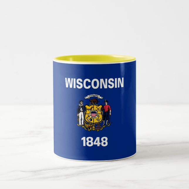 Caneca De Café Em Dois Tons Bandeira do Estado de Wisconsin (Centro)