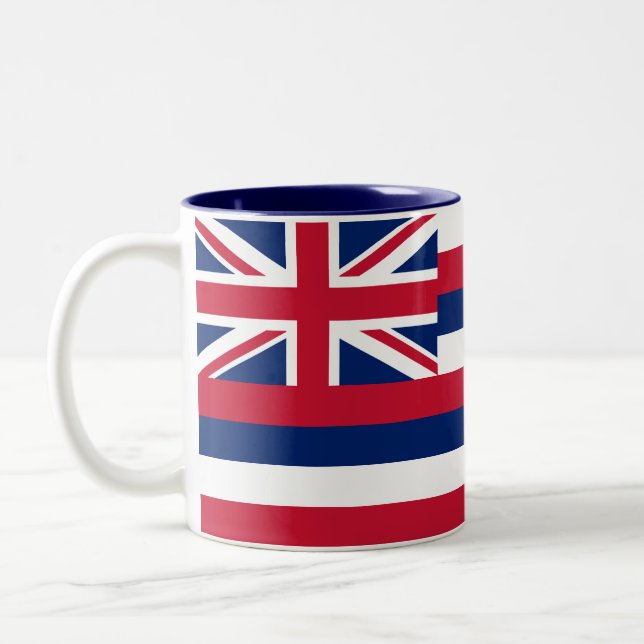 Caneca De Café Em Dois Tons Bandeira do Estado do Havaí (Esquerda)