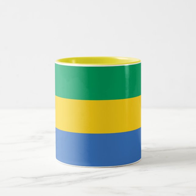 Caneca De Café Em Dois Tons Bandeira do Gabão (Centro)