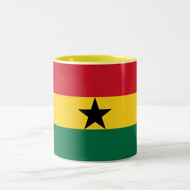 Caneca De Café Em Dois Tons Bandeira do Gana (Centro)
