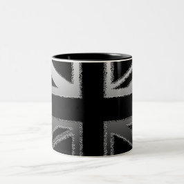Caneca De Café Em Dois Tons Bandeira do jaque de união do cinza preto e de