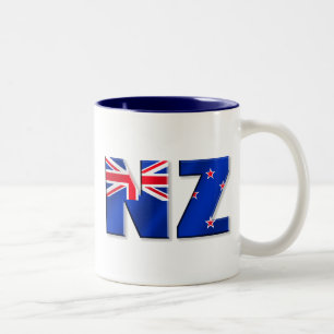 Caneca De Café Em Dois Tons Bandeira do logotipo de NZ de Nova Zelândia