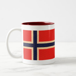 Caneca De Café Em Dois Tons Bandeira do norueguês do teste padrão do vintage