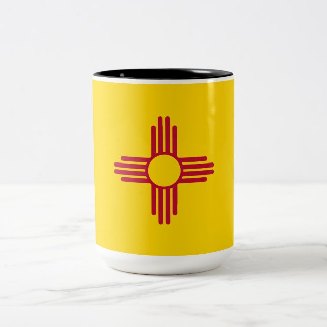 Caneca De Café Em Dois Tons Bandeira do Novo México (Estado dos EUA) (Centro)