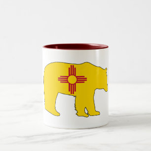 Caneca De Café Em Dois Tons Bandeira do Novo México Urso