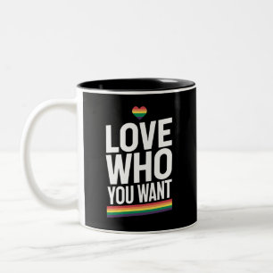 Caneca De Café Em Dois Tons Bandeira do Orgulho Gay Arco-íris Ame Quem Você Qu