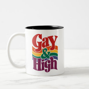 Caneca De Café Em Dois Tons Bandeira do Orgulho LGBTQ Retro Gay e Alto