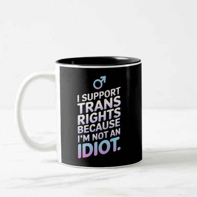 Caneca De Café Em Dois Tons Bandeira do Orgulho Trans Aliado de Apoio  (Esquerda)