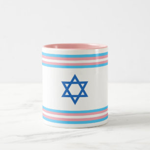 Caneca De Café Em Dois Tons Bandeira do Orgulho Transgênero Israelense