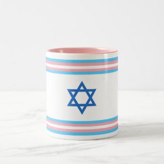 Caneca De Café Em Dois Tons Bandeira do Orgulho Transgênero Israelense