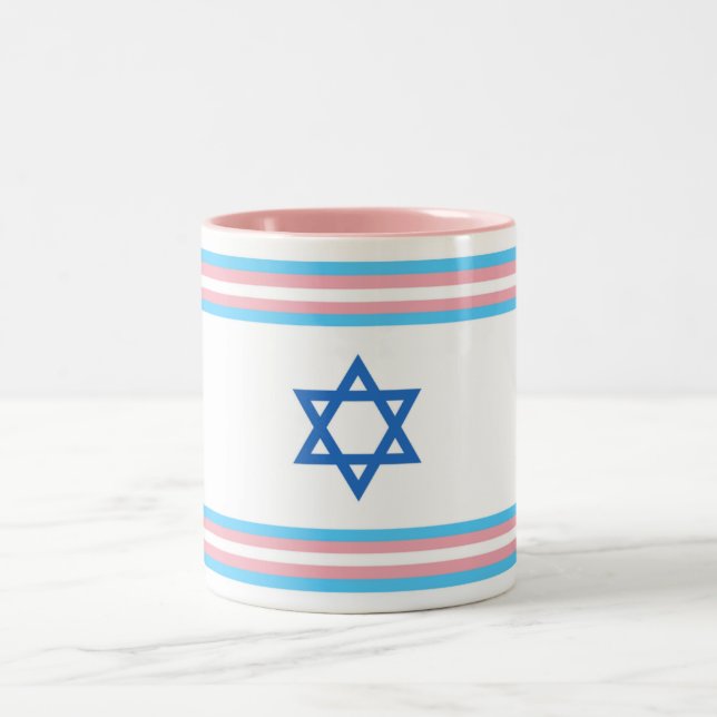 Caneca De Café Em Dois Tons Bandeira do Orgulho Transgênero Israelense (Centro)