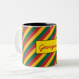 Caneca De Café Em Dois Tons Bandeira do Padrão de Stripes Coloridas Inspirada