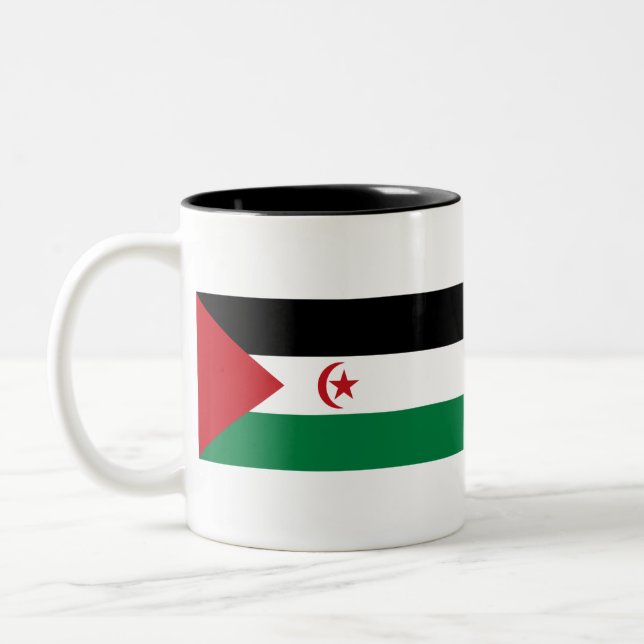 Caneca De Café Em Dois Tons Bandeira do Sara Ocidental (Esquerda)