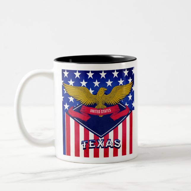 Caneca De Café Em Dois Tons Bandeira do Texas EUA (Esquerda)