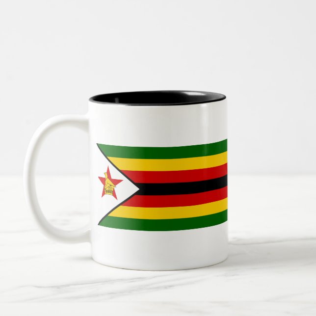 Caneca De Café Em Dois Tons Bandeira do Zimbabué (Esquerda)
