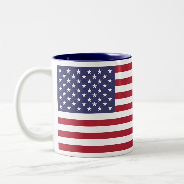 Caneca De Café Em Dois Tons Bandeira dos Estados Unidos (Esquerda)