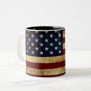 Caneca De Café Em Dois Tons Bandeira dos EUA / Grunged