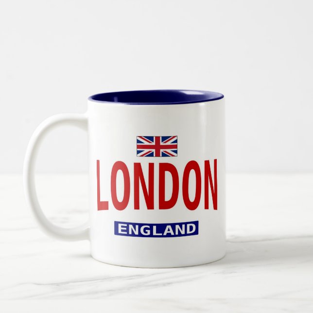 Caneca De Café Em Dois Tons Bandeira e frase de Londres Inglaterra (Esquerda)