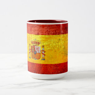 Caneca De Café Em Dois Tons Bandeira espanhola da bandeira de país do olhar d