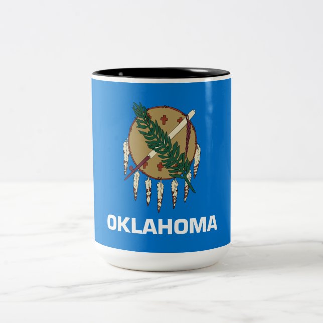 Caneca De Café Em Dois Tons Bandeira Estadual de Oklahoma (Centro)