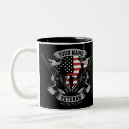 Caneca De Café Em Dois Tons Bandeira EUA de Veterano Americano Personalizada 