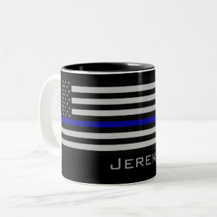 Caneca De Café Em Dois Tons Bandeira fina conhecida personalizada de Blue Line