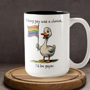 Caneca De Café Em Dois Tons Bandeira Gay Duck Goose Engraçado