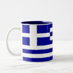 Caneca De Café Em Dois Tons Bandeira grega