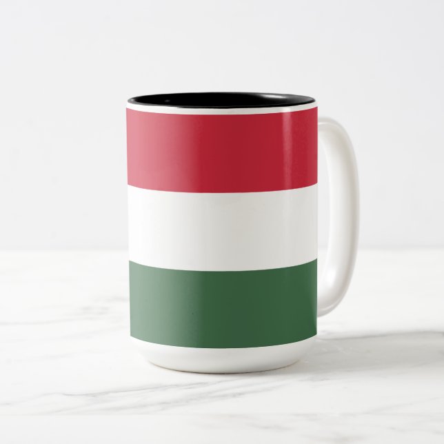 Caneca De Café Em Dois Tons Bandeira Húngara (Frente Esquerda)