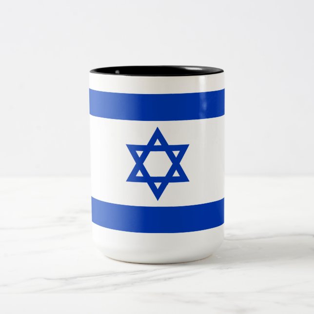 Caneca De Café Em Dois Tons Bandeira israelita (Israel) (Centro)