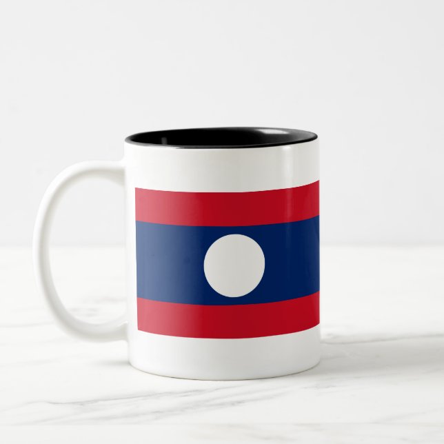 Caneca De Café Em Dois Tons Bandeira Laos (Esquerda)