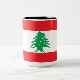 Caneca De Café Em Dois Tons Bandeira Libanesa (Bandeira do Líbano)