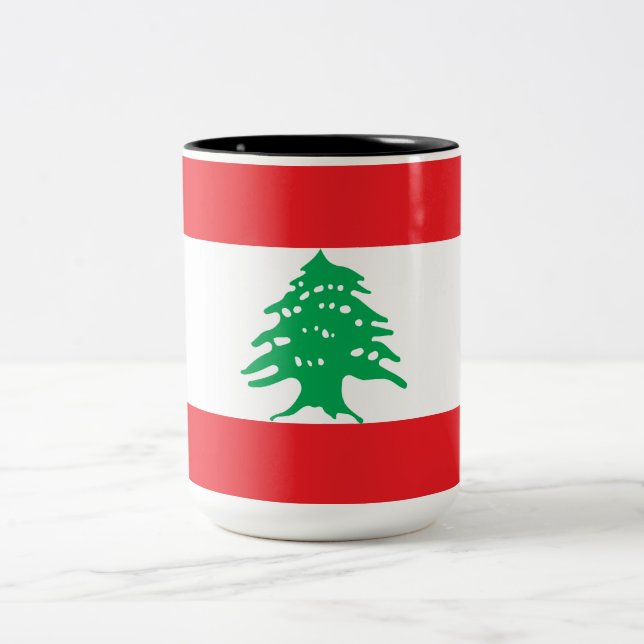 Caneca De Café Em Dois Tons Bandeira Libanesa (Bandeira do Líbano) (Centro)