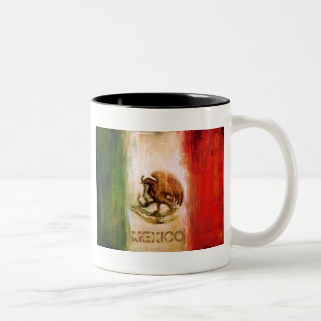 CANECA DE CAFÉ EM DOIS TONS BANDEIRA MEXICANA - ESTILO DE MÉXICO (Direita)