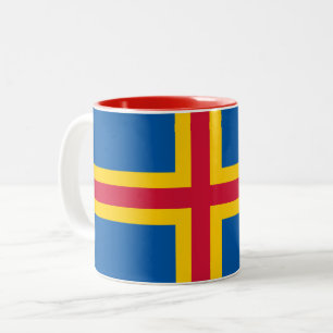 Caneca De Café Em Dois Tons Bandeira Patriótica das Ilhas Åland