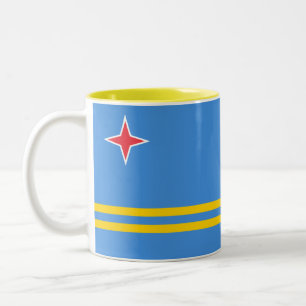 Caneca De Café Em Dois Tons Bandeira Patriótica de Aruba