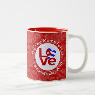 Caneca De Café Em Dois Tons Bandeira Personalizada de Amor Vermelho Cubano 