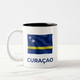 Caneca De Café Em Dois Tons Bandeira Simples de Curaçao | Orgulho Diário