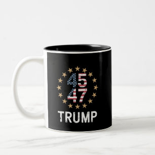 Caneca De Café Em Dois Tons Bandeira Trump 2024 Devolva a América Trump 45 47 