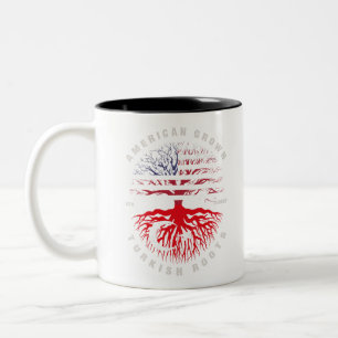 Caneca De Café Em Dois Tons Bandeira Turca Crescente Americana