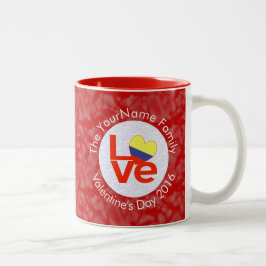 Caneca De Café Em Dois Tons Bandeira Vermelha Colombiana do AMOR Personalizada