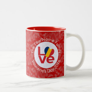 Caneca De Café Em Dois Tons Bandeira Vermelha de Amor Personalizada do Chade