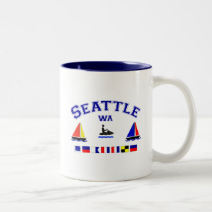 Caneca De Café Em Dois Tons Bandeiras de sinal de Seattle WA